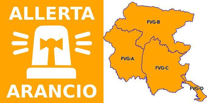 ULTIM’ORA: MALTEMPO IN FVG, DIRAMATA ALLERTA ARANCIONE